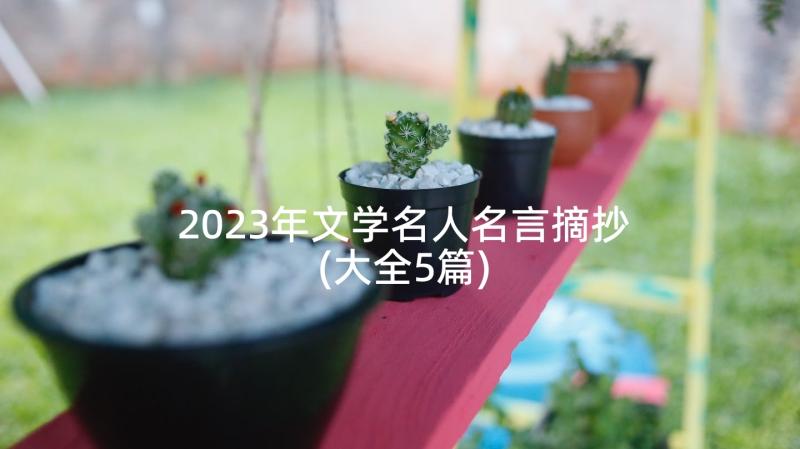 2023年文学名人名言摘抄(大全5篇)