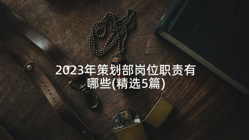 2023年策划部岗位职责有哪些(精选5篇)