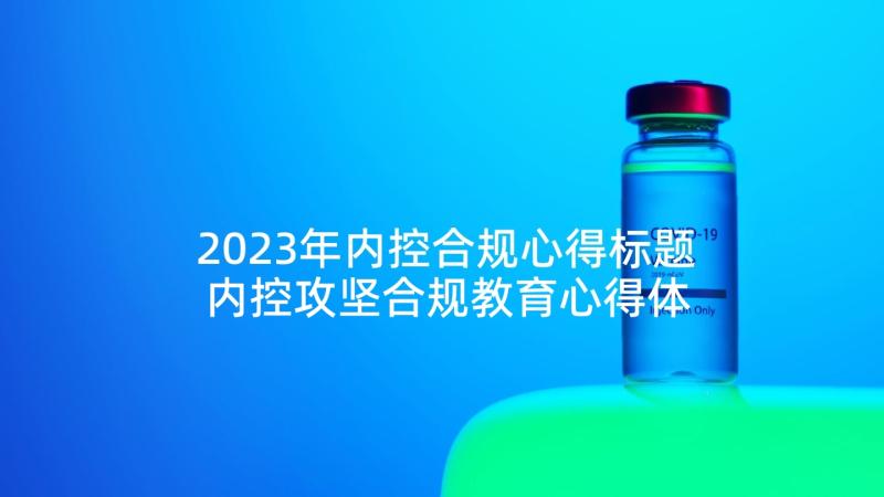 2023年内控合规心得标题 内控攻坚合规教育心得体会(汇总6篇)