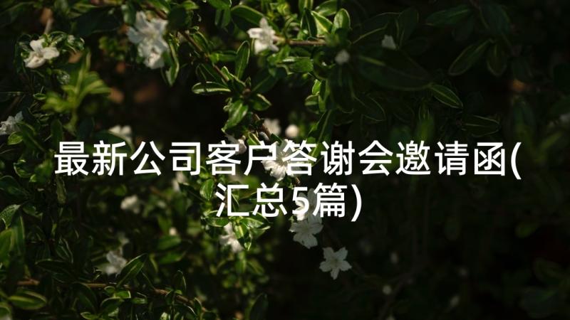 最新公司客户答谢会邀请函(汇总5篇)