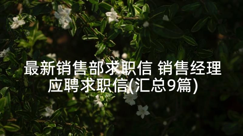 最新销售部求职信 销售经理应聘求职信(汇总9篇)