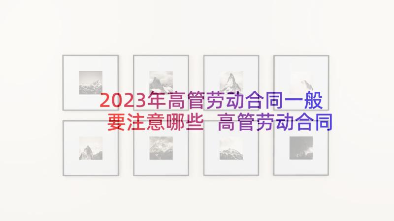 2023年高管劳动合同一般要注意哪些 高管劳动合同经典(汇总5篇)