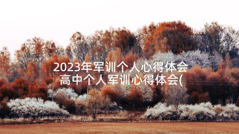 2023年军训个人心得体会 高中个人军训心得体会(实用8篇)