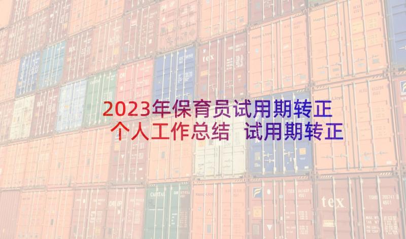 2023年保育员试用期转正个人工作总结 试用期转正个人工作总结(模板6篇)