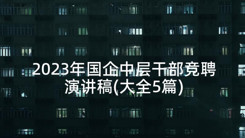 2023年国企中层干部竞聘演讲稿(大全5篇)