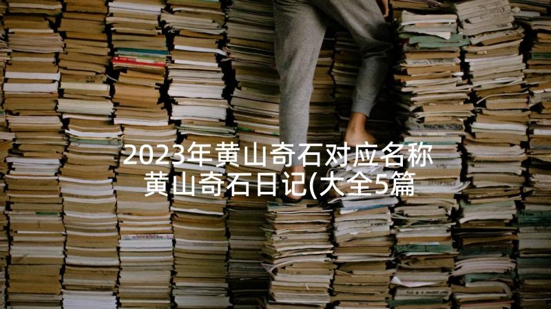 2023年黄山奇石对应名称 黄山奇石日记(大全5篇)