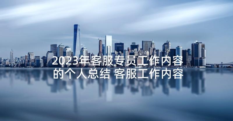 2023年客服专员工作内容的个人总结 客服工作内容的个人总结(优质5篇)