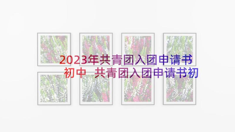 2023年共青团入团申请书初中 共青团入团申请书初中生(大全9篇)