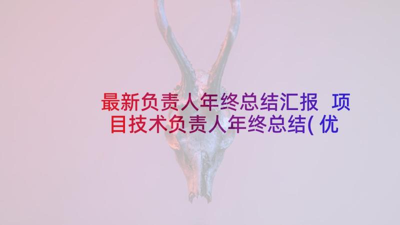 最新负责人年终总结汇报 项目技术负责人年终总结(优质5篇)