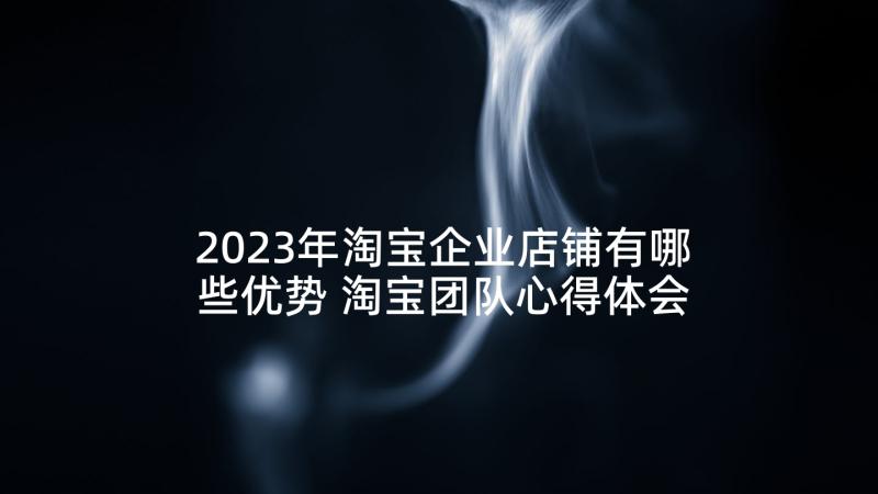 2023年淘宝企业店铺有哪些优势 淘宝团队心得体会(汇总6篇)