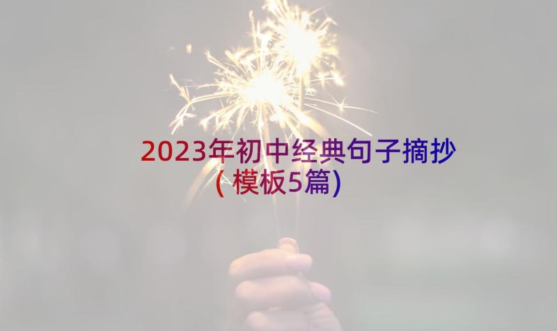 2023年初中经典句子摘抄(模板5篇)