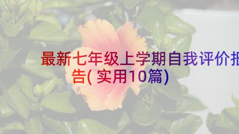 最新七年级上学期自我评价报告(实用10篇)