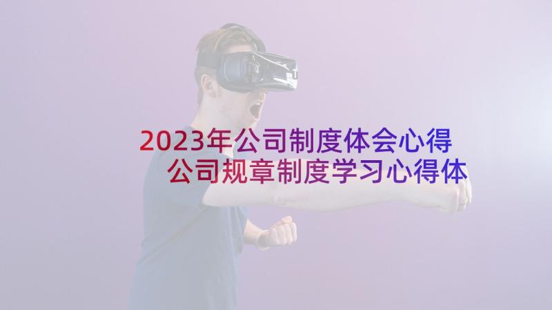 2023年公司制度体会心得 公司规章制度学习心得体会(优秀8篇)