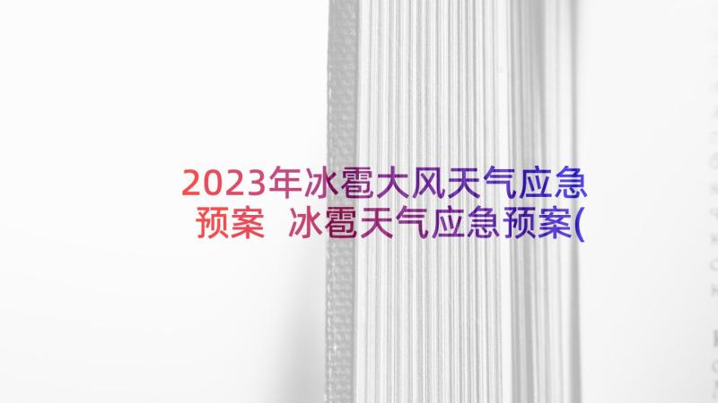 2023年冰雹大风天气应急预案 冰雹天气应急预案(优秀5篇)