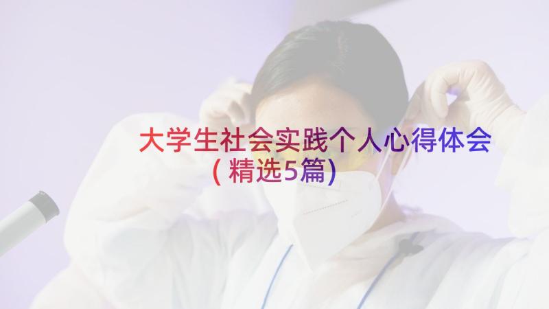 大学生社会实践个人心得体会(精选5篇)