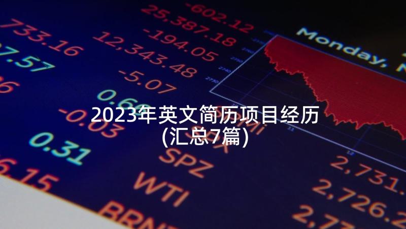 2023年英文简历项目经历(汇总7篇)