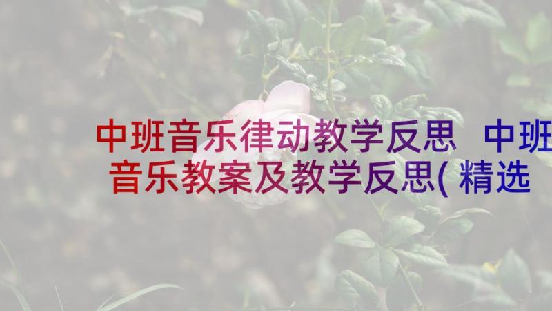 中班音乐律动教学反思 中班音乐教案及教学反思(精选5篇)