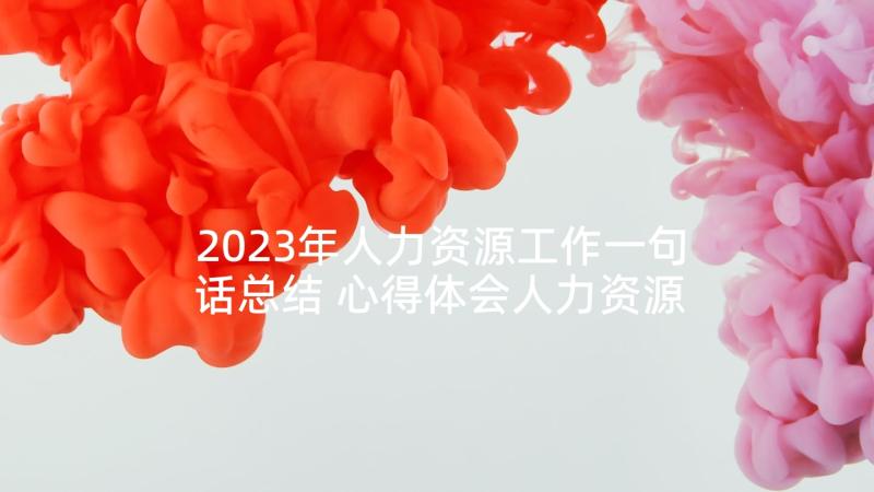 2023年人力资源工作一句话总结 心得体会人力资源调研(通用10篇)