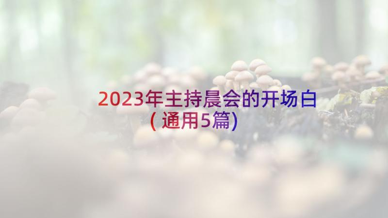 2023年主持晨会的开场白(通用5篇)