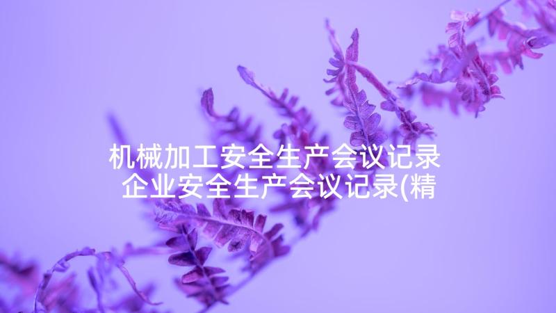 机械加工安全生产会议记录 企业安全生产会议记录(精选5篇)