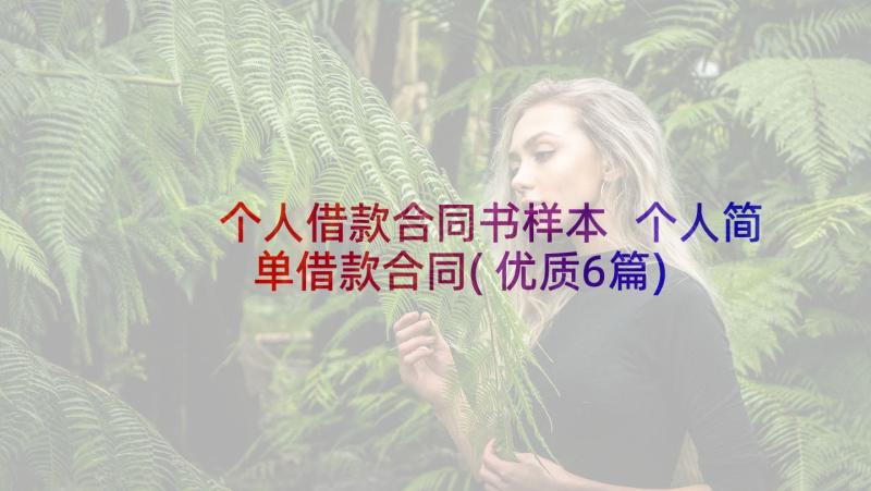 个人借款合同书样本 个人简单借款合同(优质6篇)