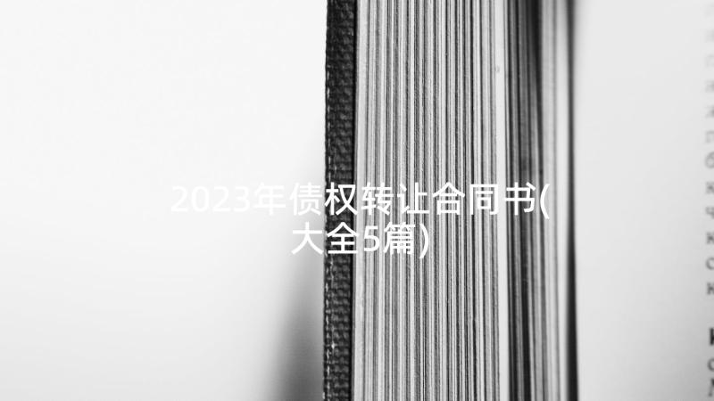 2023年债权转让合同书(大全5篇)