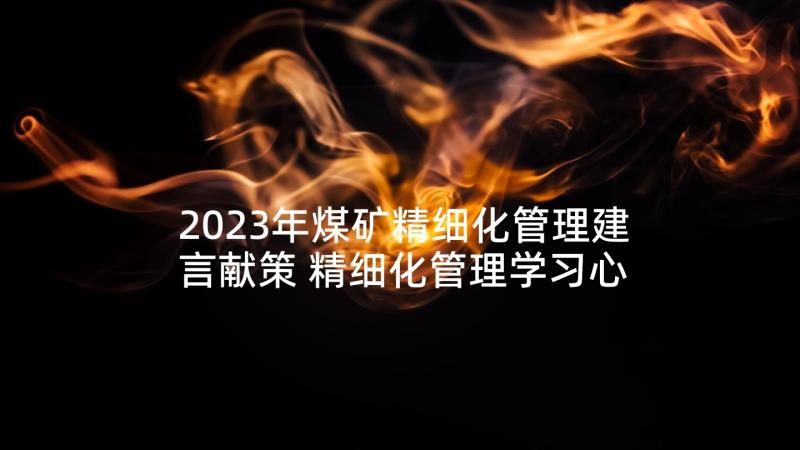 2023年煤矿精细化管理建言献策 精细化管理学习心得(通用5篇)