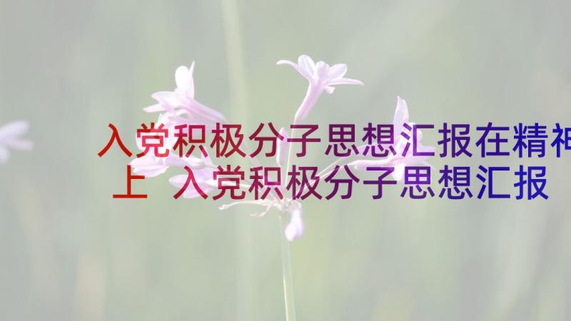 入党积极分子思想汇报在精神上 入党积极分子思想汇报精彩(优质5篇)