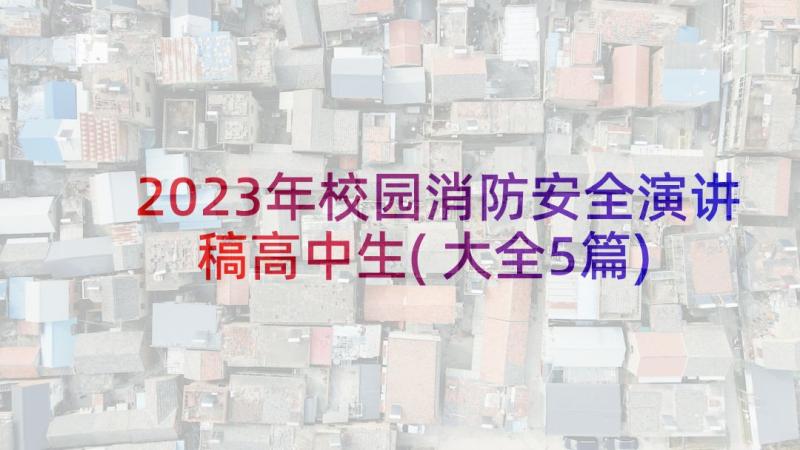 2023年校园消防安全演讲稿高中生(大全5篇)