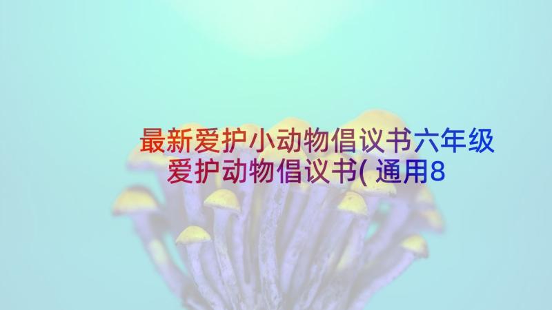 最新爱护小动物倡议书六年级 爱护动物倡议书(通用8篇)