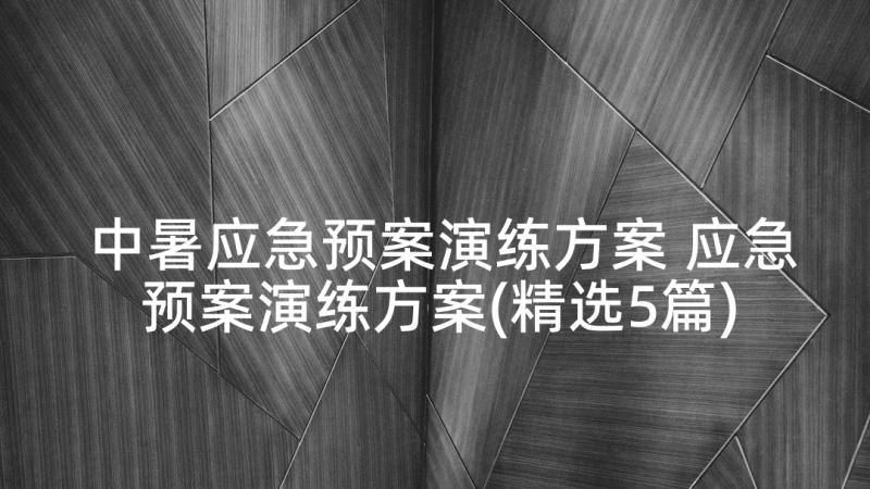 中暑应急预案演练方案 应急预案演练方案(精选5篇)