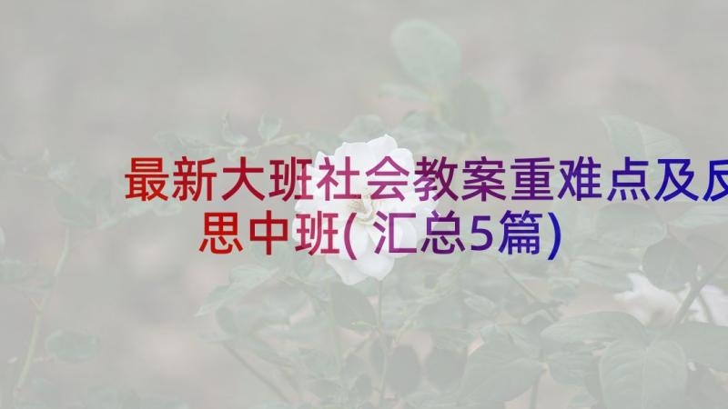 最新大班社会教案重难点及反思中班(汇总5篇)