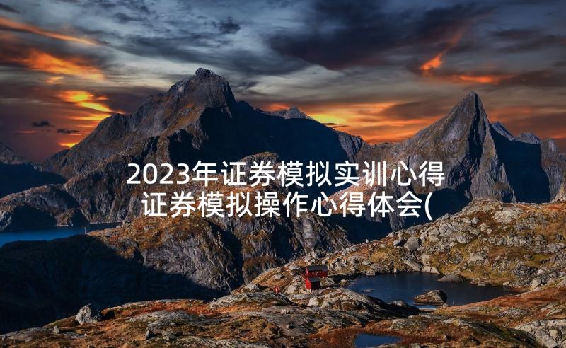 2023年证券模拟实训心得 证券模拟操作心得体会(大全5篇)