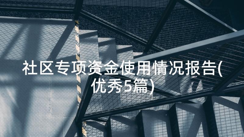 社区专项资金使用情况报告(优秀5篇)