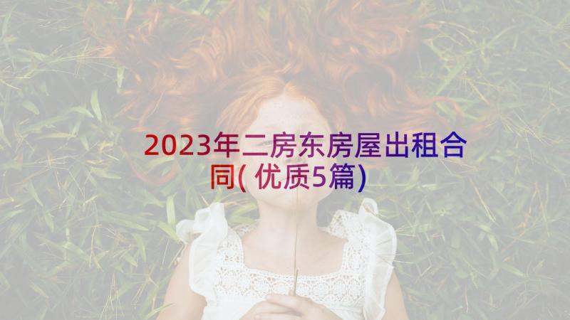 2023年二房东房屋出租合同(优质5篇)