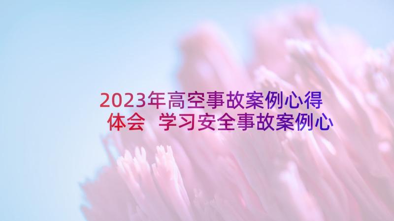 2023年高空事故案例心得体会 学习安全事故案例心得体会(模板5篇)