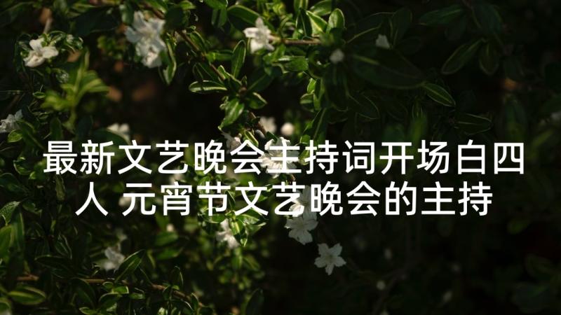 最新文艺晚会主持词开场白四人 元宵节文艺晚会的主持词(通用8篇)