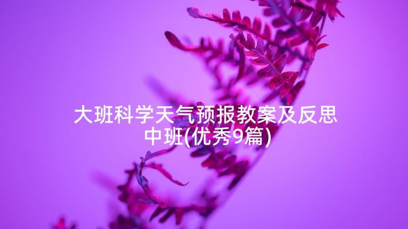 大班科学天气预报教案及反思中班(优秀9篇)