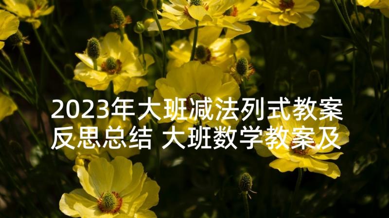 2023年大班减法列式教案反思总结 大班数学教案及教学反思学习的加减法(精选5篇)