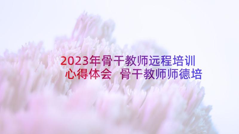 2023年骨干教师远程培训心得体会 骨干教师师德培训总结心得(优质10篇)