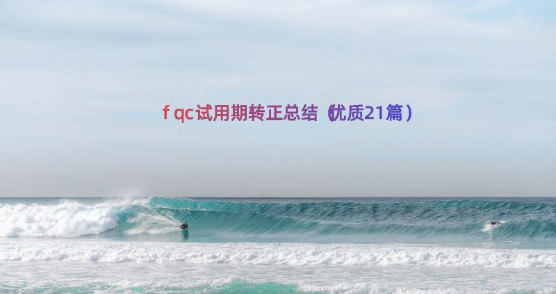 fqc试用期转正总结（优质21篇）