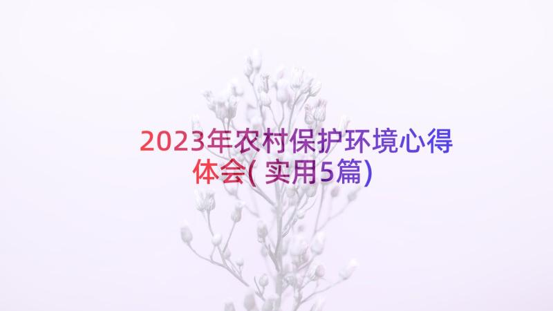 2023年农村保护环境心得体会(实用5篇)