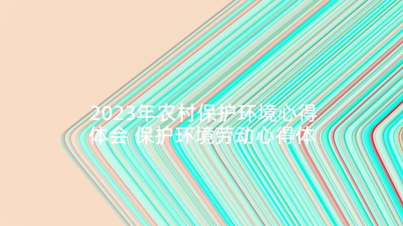 2023年农村保护环境心得体会 保护环境劳动心得体会(通用6篇)