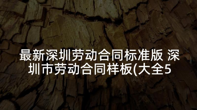 最新深圳劳动合同标准版 深圳市劳动合同样板(大全5篇)