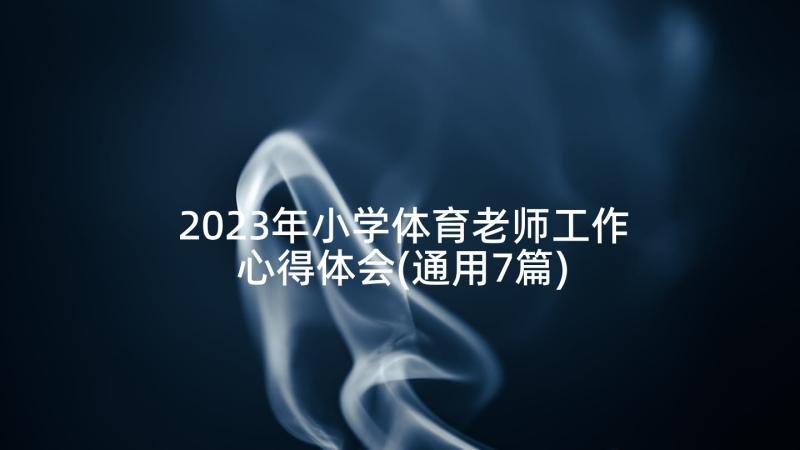 2023年小学体育老师工作心得体会(通用7篇)