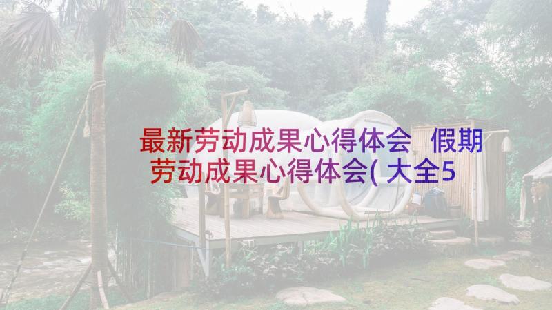 最新劳动成果心得体会 假期劳动成果心得体会(大全5篇)