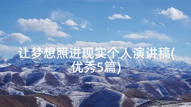 让梦想照进现实个人演讲稿(优秀5篇)