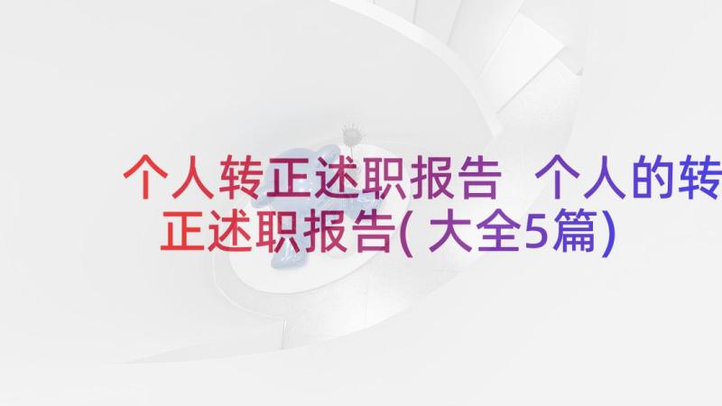 个人转正述职报告 个人的转正述职报告(大全5篇)