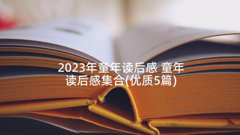 2023年童年读后感 童年读后感集合(优质5篇)