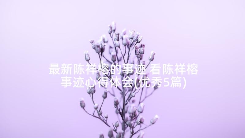最新陈祥榕的事迹 看陈祥榕事迹心得体会(优秀5篇)
